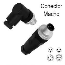 conector macho para sensor m12 m8 recto codo